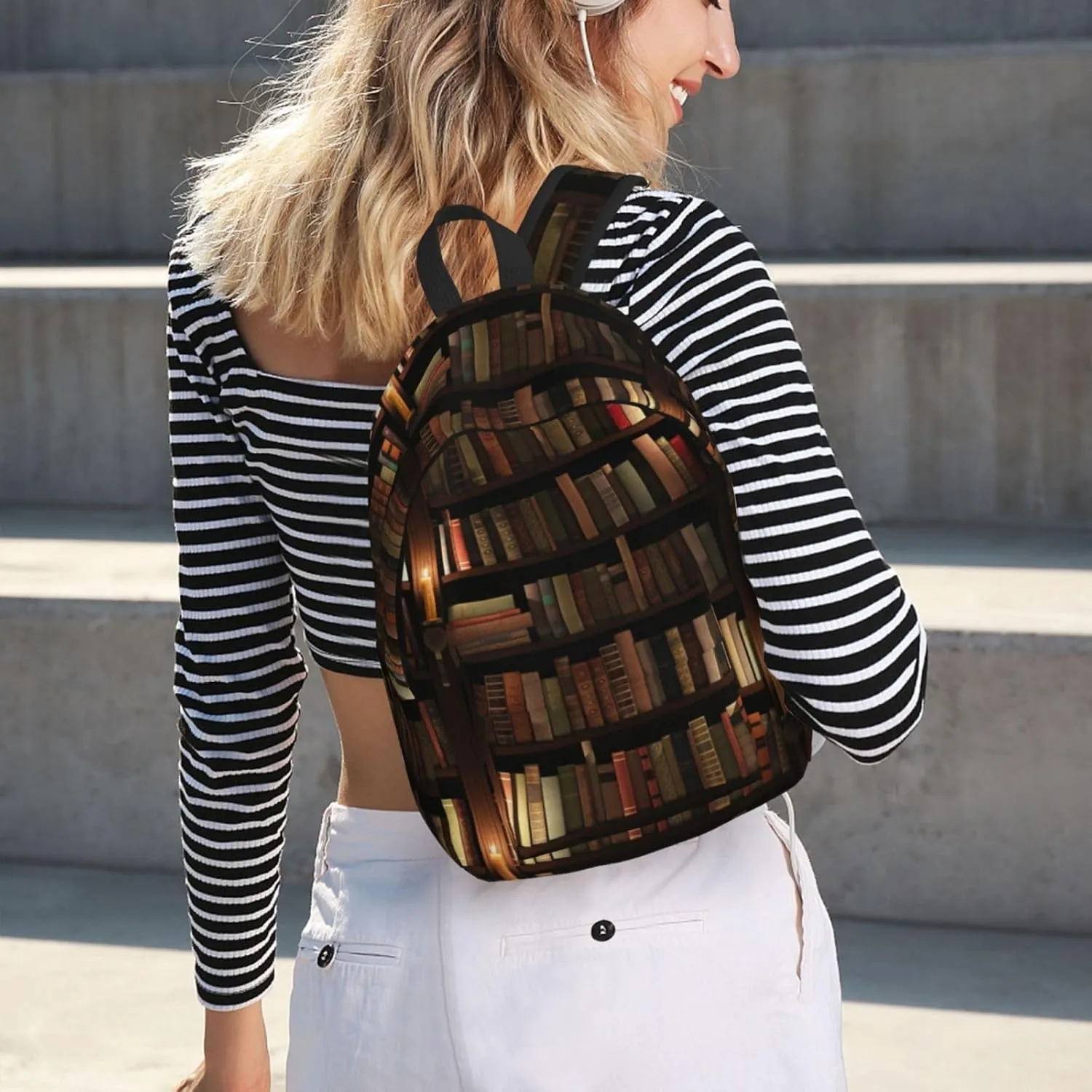 Book Room Library Canvas Casual Lightweight Duffel Bag, Fashion Duffel Bag, Casual Daypack, Unisex Travel Backpack
