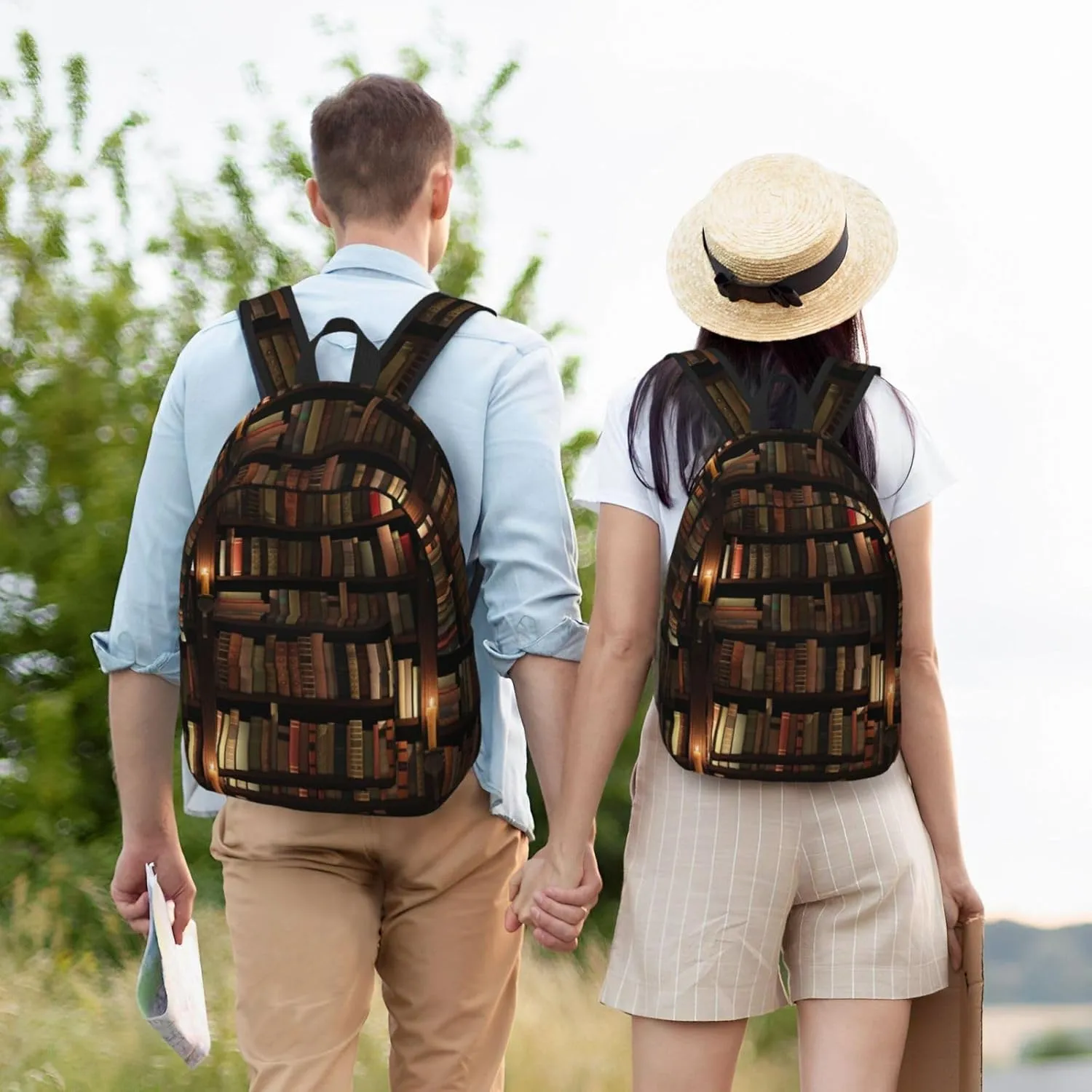 Book Room Library Canvas Casual Lightweight Duffel Bag, Fashion Duffel Bag, Casual Daypack, Unisex Travel Backpack