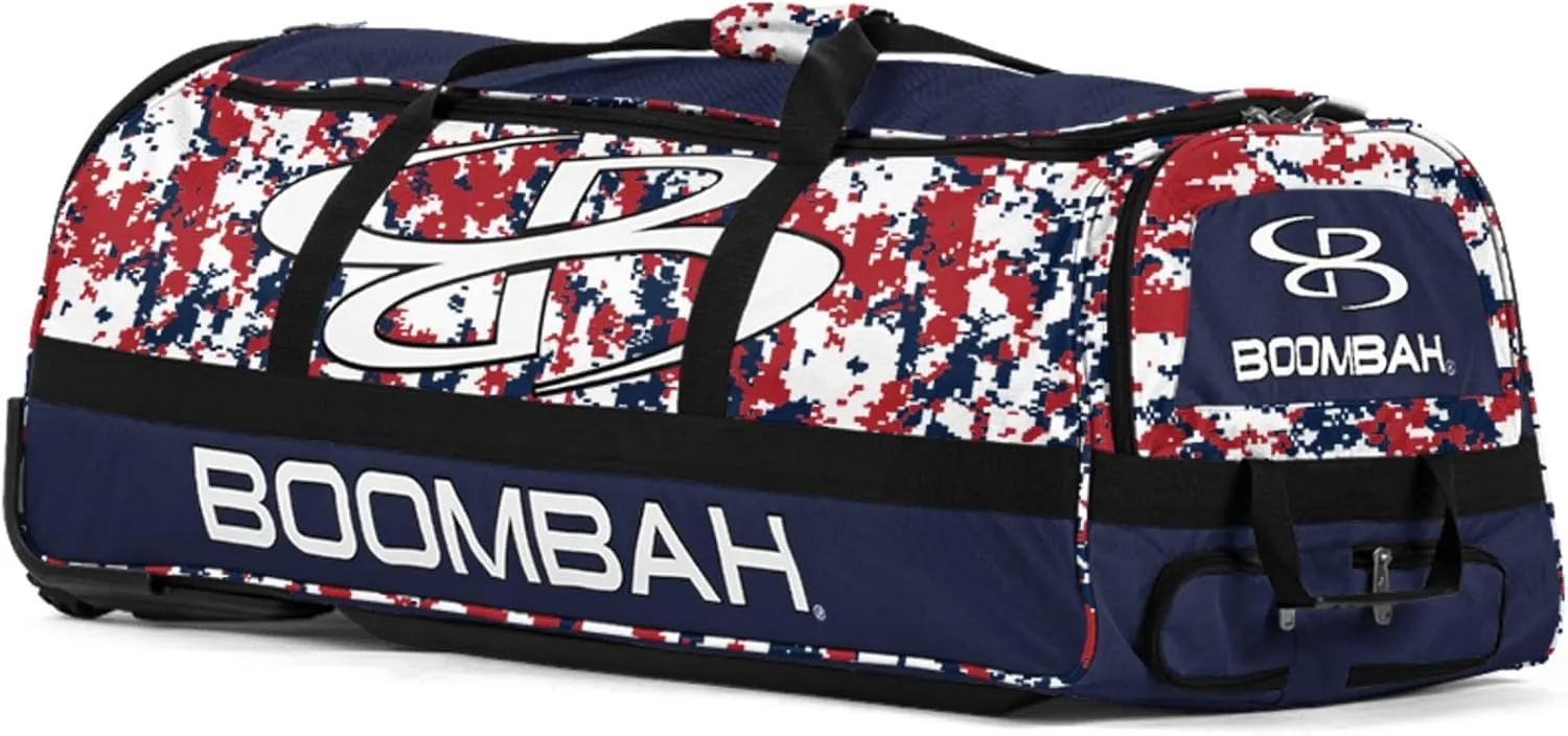 Boombah Brute Rolling Bat Bag - 35" x 15" x 12-1/2" - Digital Camo - Holds 4 Bats and Room for Gear - Wheeled Bag