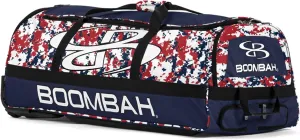Boombah Brute Rolling Bat Bag - 35" x 15" x 12-1/2" - Digital Camo - Holds 4 Bats and Room for Gear - Wheeled Bag