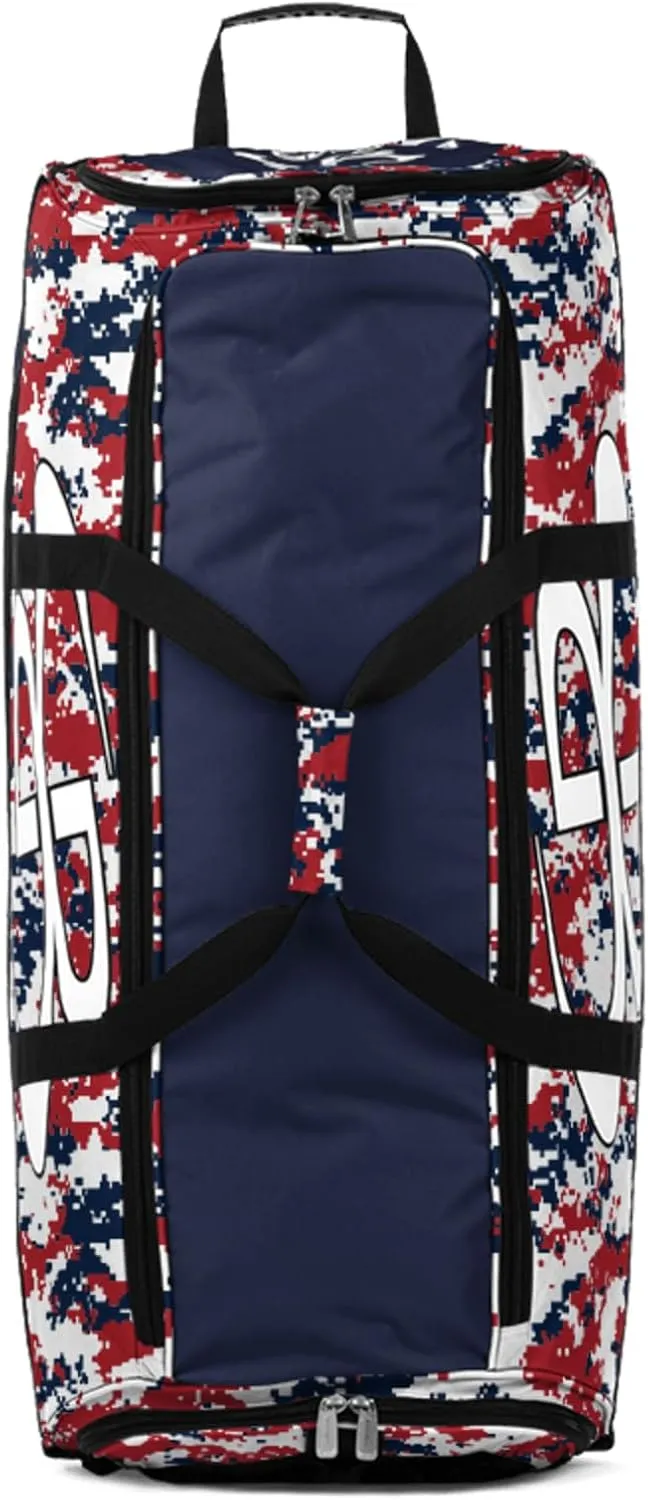 Boombah Brute Rolling Bat Bag - 35" x 15" x 12-1/2" - Digital Camo - Holds 4 Bats and Room for Gear - Wheeled Bag