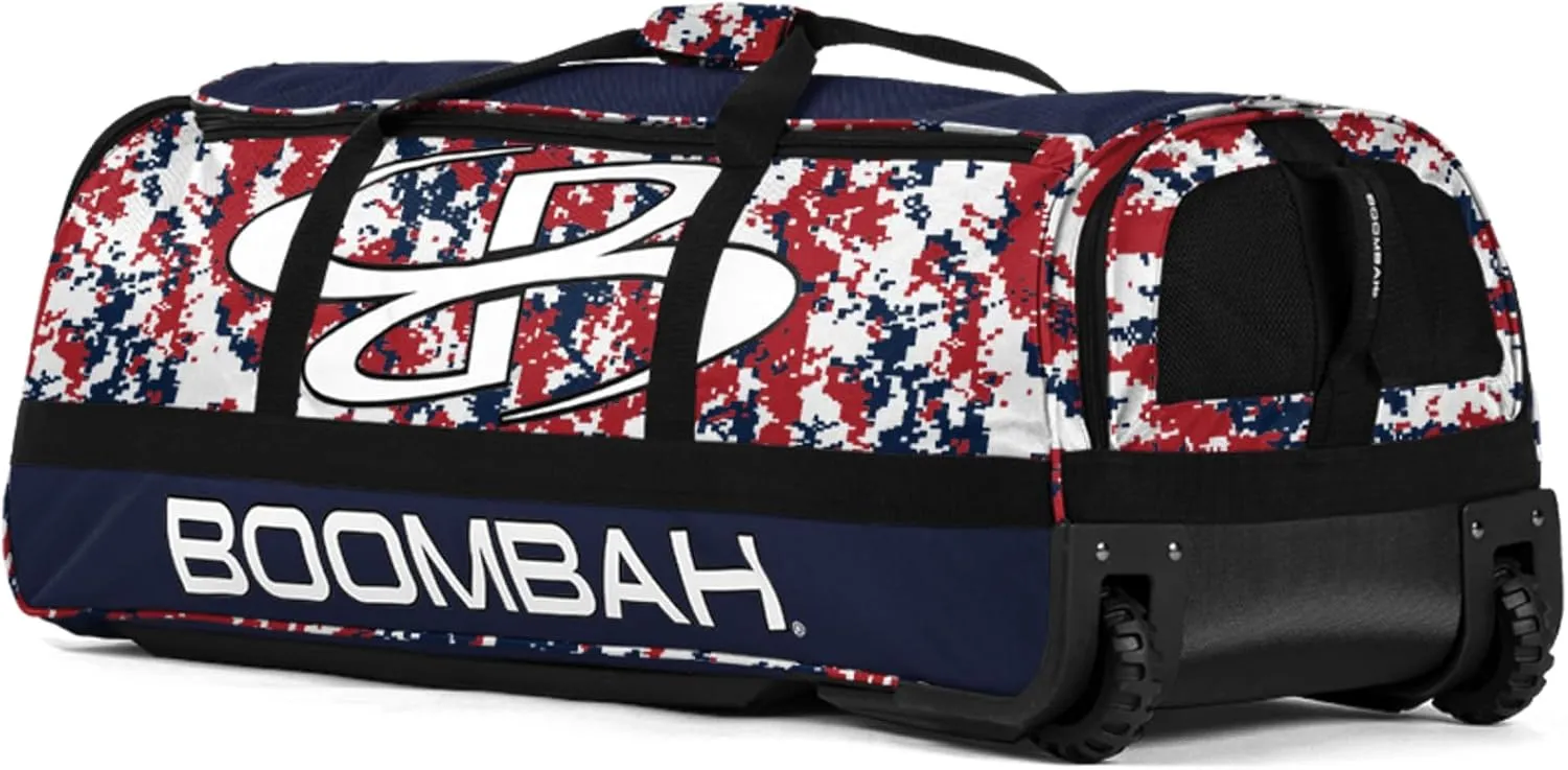 Boombah Brute Rolling Bat Bag - 35" x 15" x 12-1/2" - Digital Camo - Holds 4 Bats and Room for Gear - Wheeled Bag
