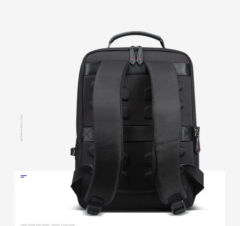 BOPAI Black Leather Backpack College Bag for Boys