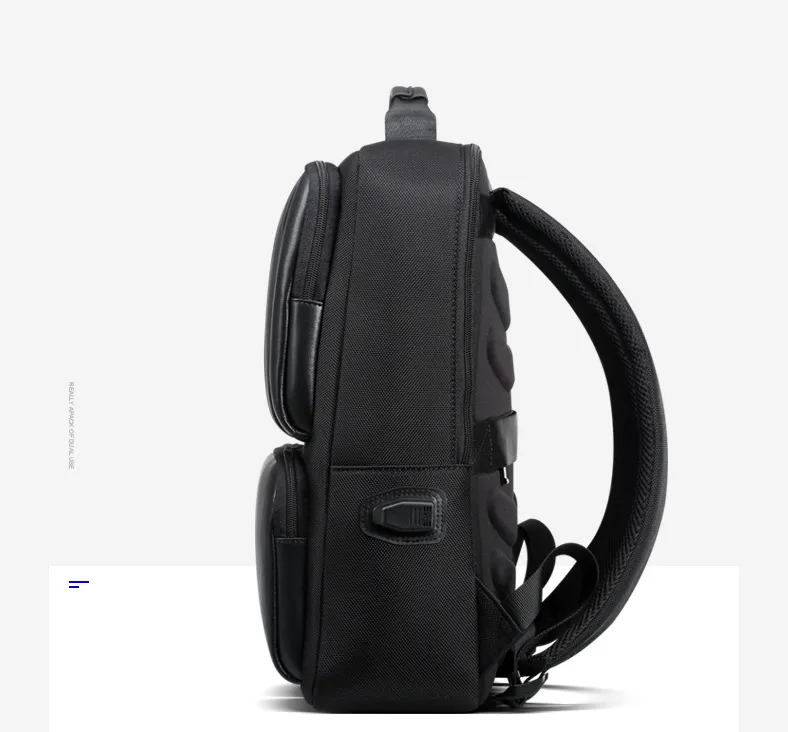 BOPAI Black Leather Backpack College Bag for Boys