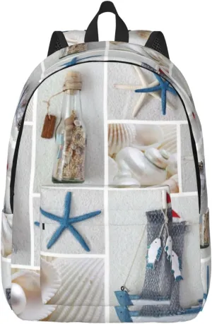 Bottle Seashell Starfish Lighthouse Canvas Casual Lightweight Duffel Bag, Fashion Duffel Bag, Casual Daypack, Unisex Travel Backpack