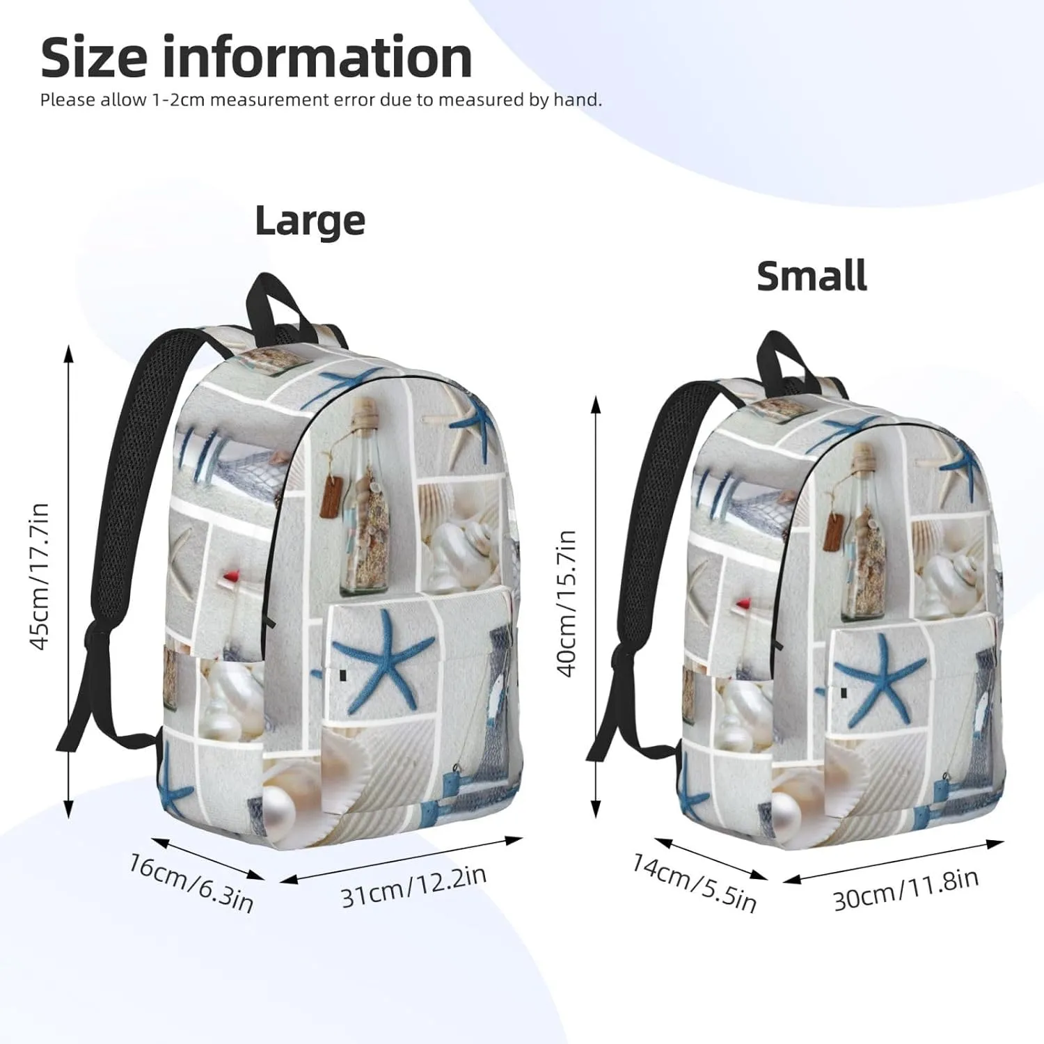 Bottle Seashell Starfish Lighthouse Canvas Casual Lightweight Duffel Bag, Fashion Duffel Bag, Casual Daypack, Unisex Travel Backpack
