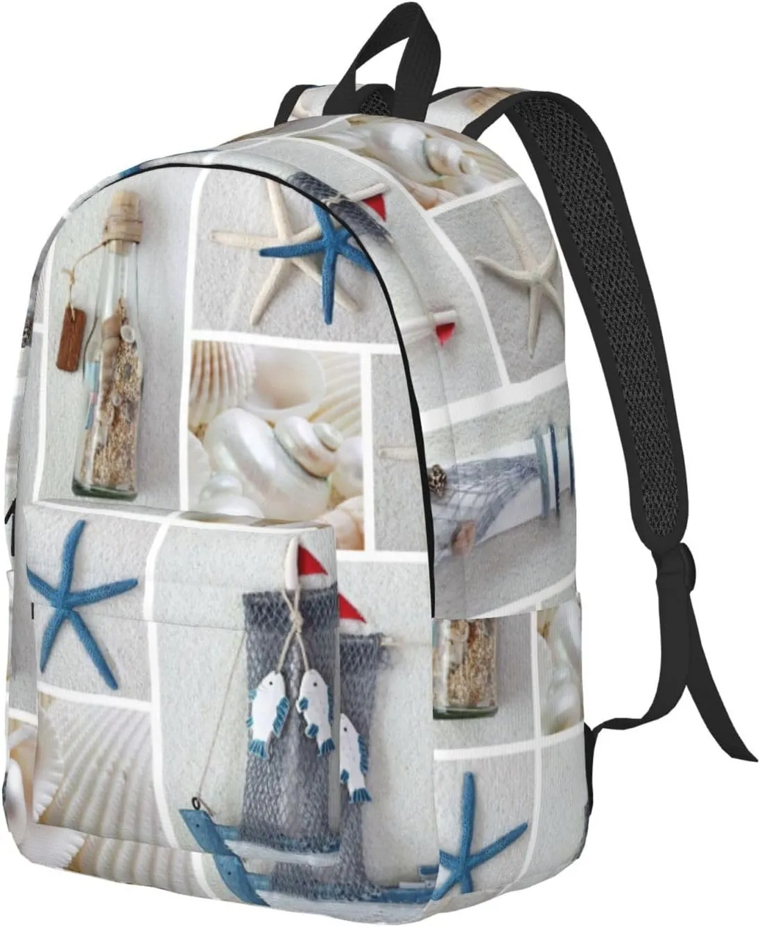 Bottle Seashell Starfish Lighthouse Canvas Casual Lightweight Duffel Bag, Fashion Duffel Bag, Casual Daypack, Unisex Travel Backpack
