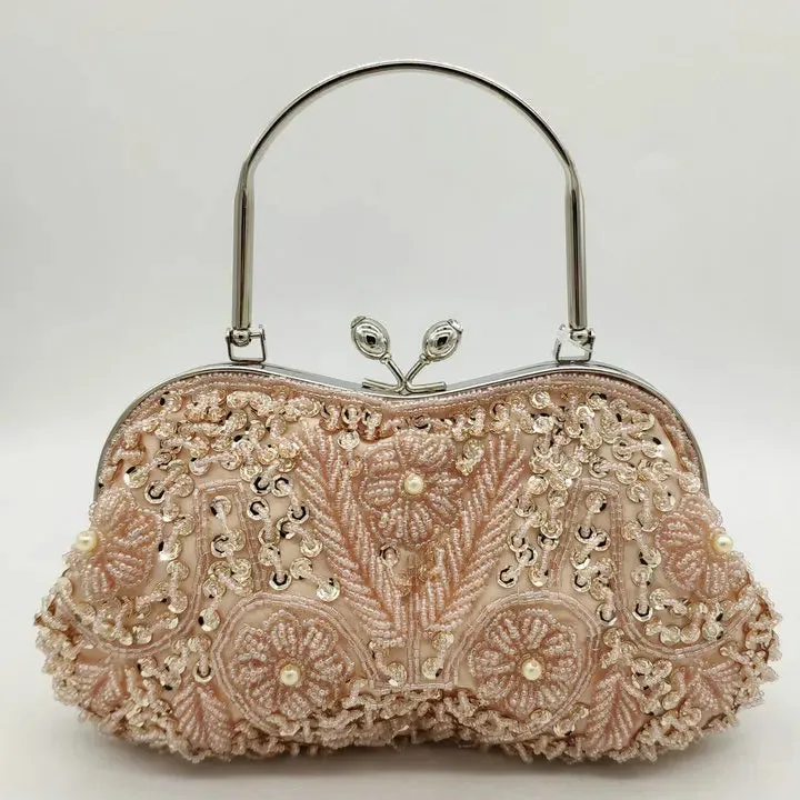 Boutique De FGG Elegant Frame Women Formal Beaded Evening Purses and Handbags Bridal Sequins Clutch Bag Cocktail Party Bag