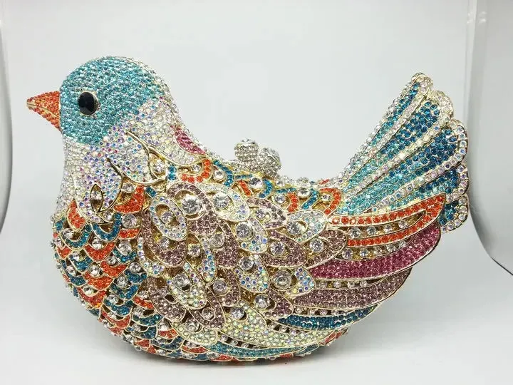 Boutique De FGG (in stock) Bird Crystal Clutch Evening Bags for Women Formal Party Rhinestone Handbags Wedding Minaudiere Purses
