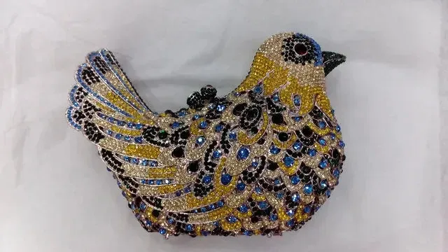 Boutique De FGG (in stock) Bird Crystal Clutch Evening Bags for Women Formal Party Rhinestone Handbags Wedding Minaudiere Purses