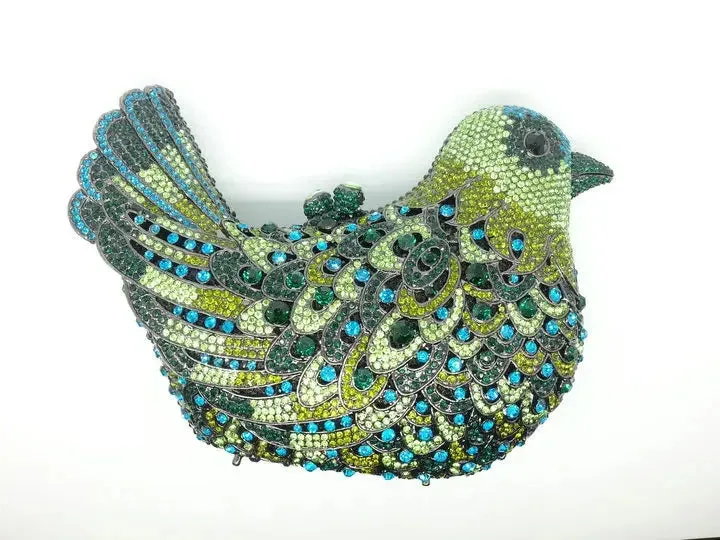 Boutique De FGG (in stock) Bird Crystal Clutch Evening Bags for Women Formal Party Rhinestone Handbags Wedding Minaudiere Purses
