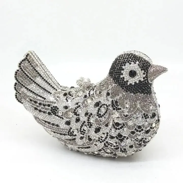 Boutique De FGG (in stock) Bird Crystal Clutch Evening Bags for Women Formal Party Rhinestone Handbags Wedding Minaudiere Purses