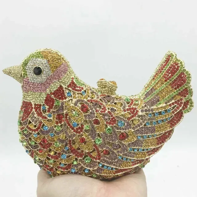 Boutique De FGG (in stock) Bird Crystal Clutch Evening Bags for Women Formal Party Rhinestone Handbags Wedding Minaudiere Purses