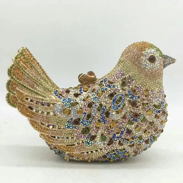 Boutique De FGG (in stock) Bird Crystal Clutch Evening Bags for Women Formal Party Rhinestone Handbags Wedding Minaudiere Purses