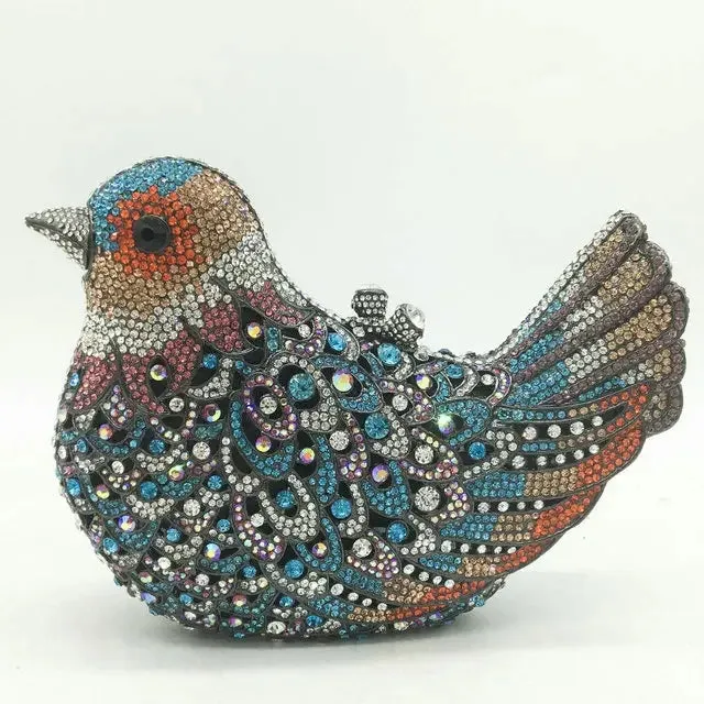 Boutique De FGG (in stock) Bird Crystal Clutch Evening Bags for Women Formal Party Rhinestone Handbags Wedding Minaudiere Purses