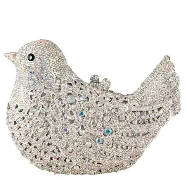 Boutique De FGG (in stock) Bird Crystal Clutch Evening Bags for Women Formal Party Rhinestone Handbags Wedding Minaudiere Purses