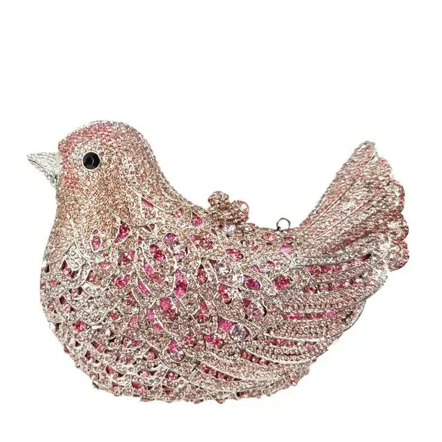 Boutique De FGG (in stock) Bird Crystal Clutch Evening Bags for Women Formal Party Rhinestone Handbags Wedding Minaudiere Purses