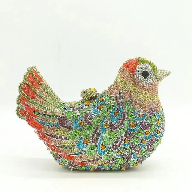 Boutique De FGG (in stock) Bird Crystal Clutch Evening Bags for Women Formal Party Rhinestone Handbags Wedding Minaudiere Purses