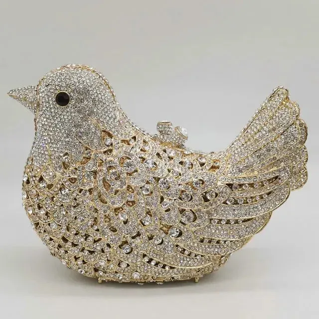 Boutique De FGG (in stock) Bird Crystal Clutch Evening Bags for Women Formal Party Rhinestone Handbags Wedding Minaudiere Purses