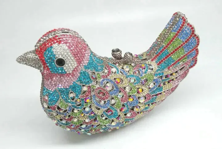 Boutique De FGG (in stock) Bird Crystal Clutch Evening Bags for Women Formal Party Rhinestone Handbags Wedding Minaudiere Purses