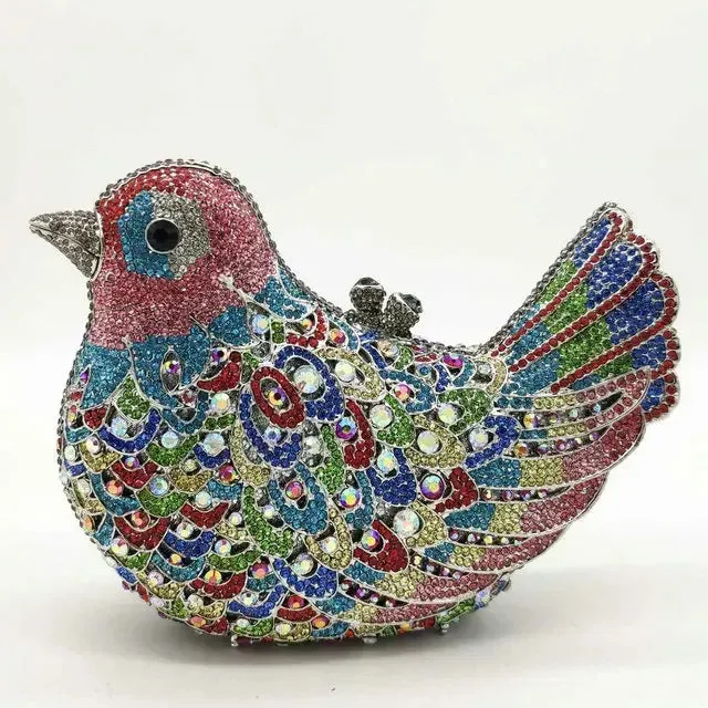 Boutique De FGG (in stock) Bird Crystal Clutch Evening Bags for Women Formal Party Rhinestone Handbags Wedding Minaudiere Purses