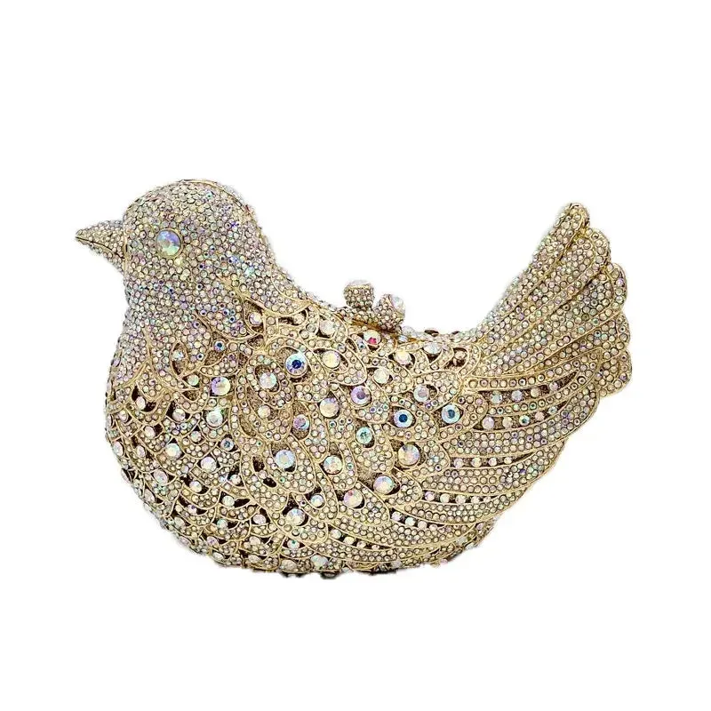 Boutique De FGG (in stock) Bird Crystal Clutch Evening Bags for Women Formal Party Rhinestone Handbags Wedding Minaudiere Purses