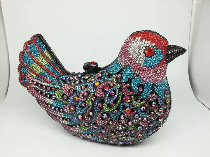 Boutique De FGG (in stock) Bird Crystal Clutch Evening Bags for Women Formal Party Rhinestone Handbags Wedding Minaudiere Purses