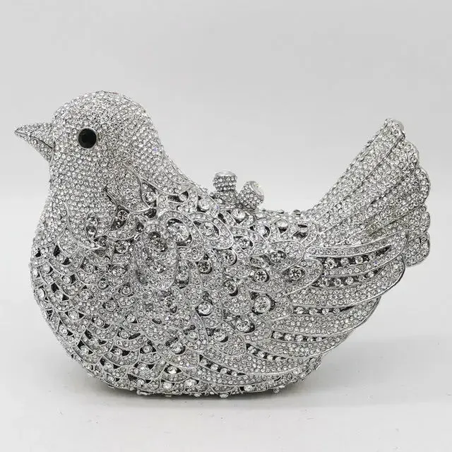 Boutique De FGG (in stock) Bird Crystal Clutch Evening Bags for Women Formal Party Rhinestone Handbags Wedding Minaudiere Purses