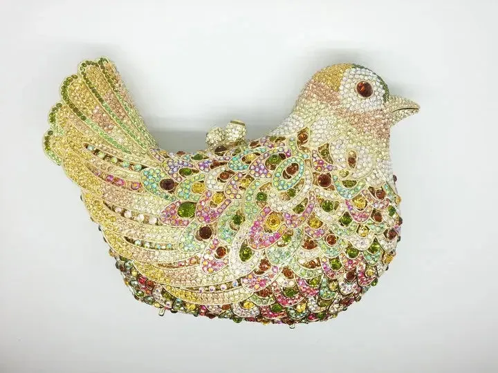 Boutique De FGG (in stock) Bird Crystal Clutch Evening Bags for Women Formal Party Rhinestone Handbags Wedding Minaudiere Purses