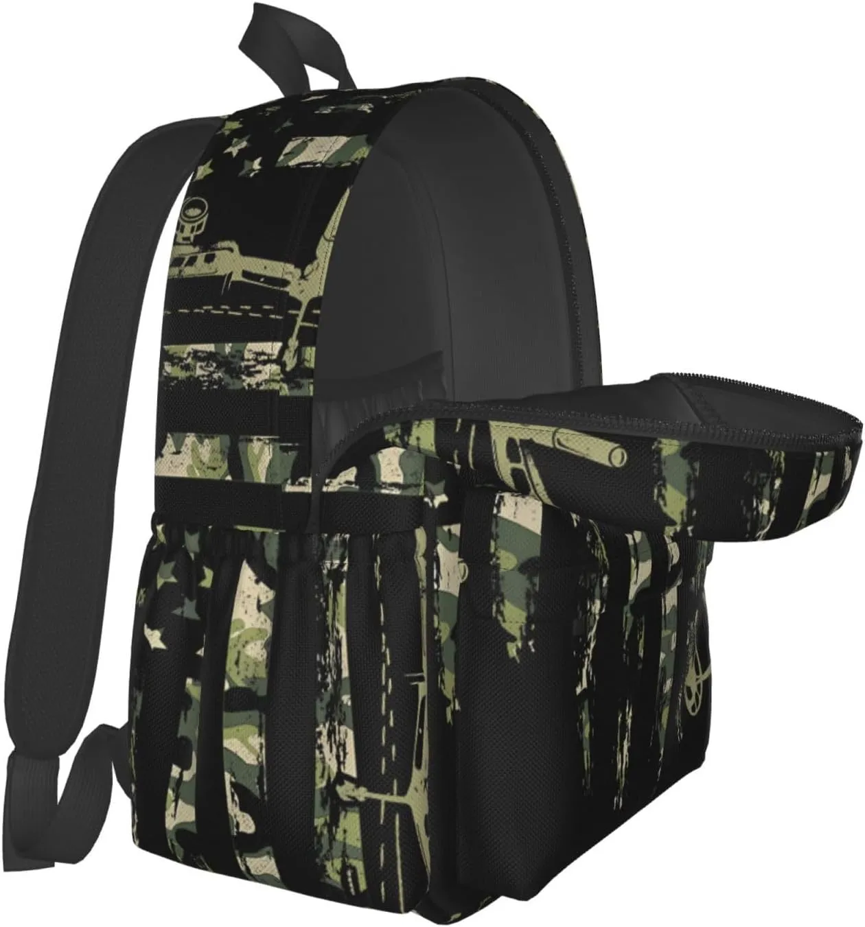 Bow Hunting American Flag Archery Bowhunter Camouflage Casual Backpacks Large Travel Backpack Laptop Rucksack Sports Daypack Adjustable Strap Bag for Camping Hiking