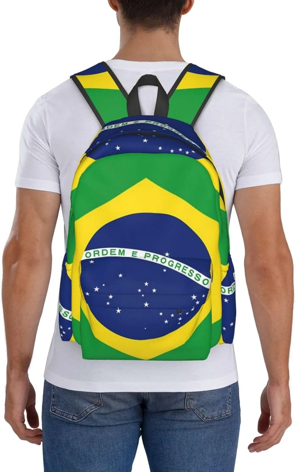 Brazil Flag Brazilian Backpack Double Shoulder Bag 15 Inch Laptop Bagpacks for Hiking Work Camping Travel