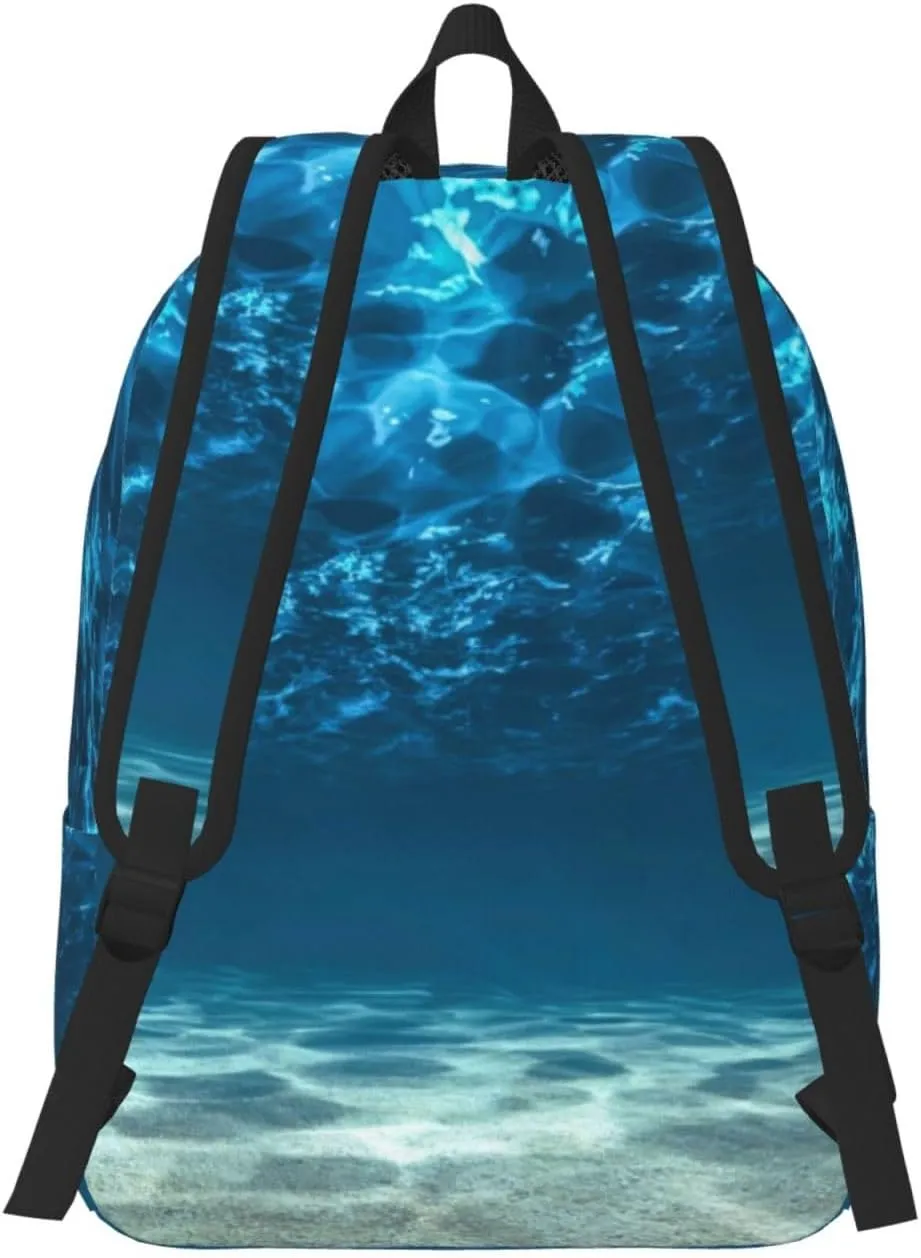 BREAUX Blue Ocean Sea Canvas Casual Lightweight Duffel Bag, Fashion Duffel Bag, Casual Daypack, Unisex Travel Backpack