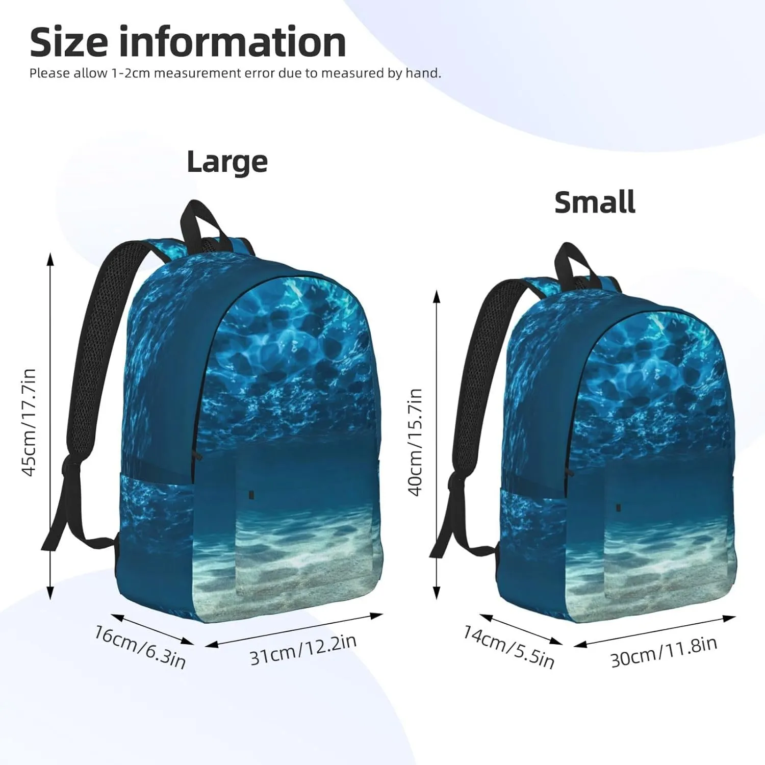 BREAUX Blue Ocean Sea Canvas Casual Lightweight Duffel Bag, Fashion Duffel Bag, Casual Daypack, Unisex Travel Backpack