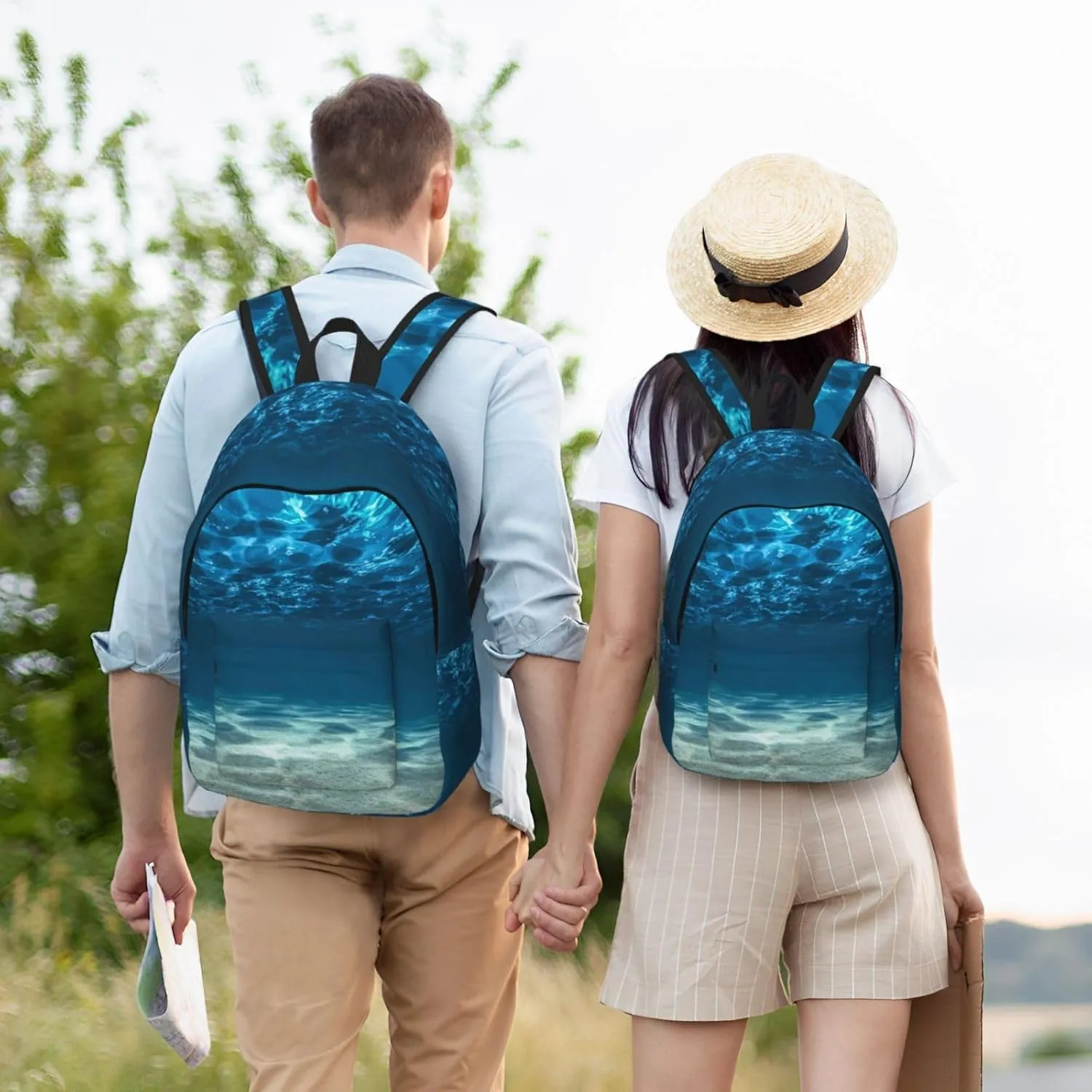 BREAUX Blue Ocean Sea Canvas Casual Lightweight Duffel Bag, Fashion Duffel Bag, Casual Daypack, Unisex Travel Backpack