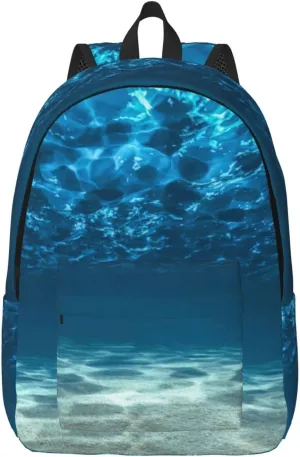 BREAUX Blue Ocean Sea Canvas Casual Lightweight Duffel Bag, Fashion Duffel Bag, Casual Daypack, Unisex Travel Backpack