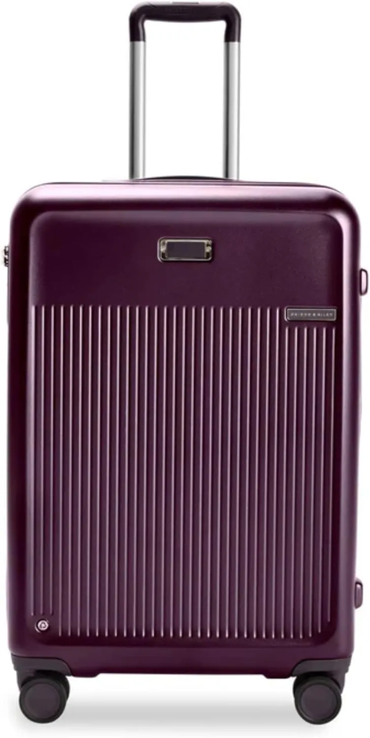 Briggs & Riley 27" Medium Expandable Spinner - Checked Luggage for Travel, Suitcases with Wheels, Hardside Rolling Bag for Men & Women, Self-Repairing Zipper - Sympatico Collection, Plum