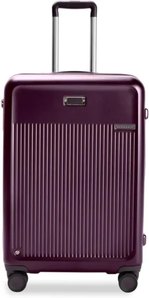 Briggs & Riley 27" Medium Expandable Spinner - Checked Luggage for Travel, Suitcases with Wheels, Hardside Rolling Bag for Men & Women, Self-Repairing Zipper - Sympatico Collection, Plum
