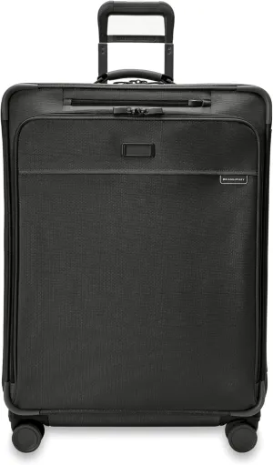Briggs & Riley 29" Large Expandable Spinner - Checked Luggage for Travel, Suitcases with Wheels, Softside Rolling Bag for Men & Women, Self-Repairing Zipper - Baseline Collection, Black