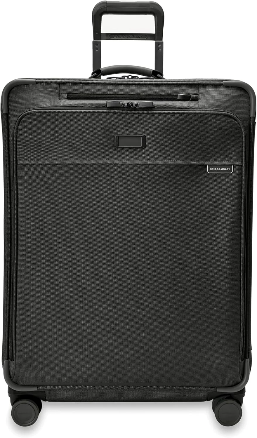 Briggs & Riley 29" Large Expandable Spinner - Checked Luggage for Travel, Suitcases with Wheels, Softside Rolling Bag for Men & Women, Self-Repairing Zipper - Baseline Collection, Black