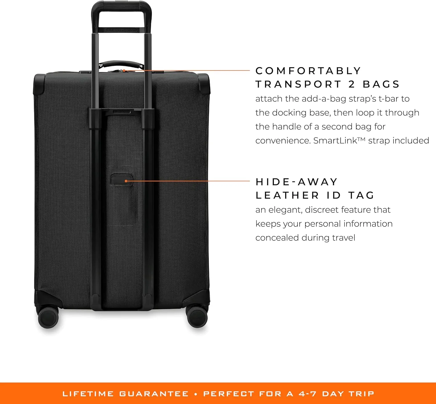 Briggs & Riley 29" Large Expandable Spinner - Checked Luggage for Travel, Suitcases with Wheels, Softside Rolling Bag for Men & Women, Self-Repairing Zipper - Baseline Collection, Black