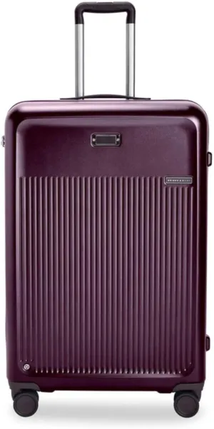 Briggs & Riley 30" Large Expandable Spinner - Checked Luggage for Travel, Suitcases with Wheels, Hardside Rolling Bag for Men & Women, Self-Repairing Zipper - Sympatico Collection, Plum