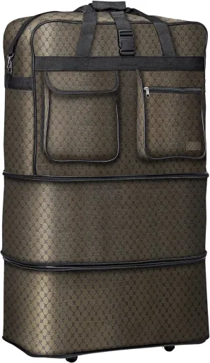 Brown 30" Expandable Wheeled Spinner Suitcase Luggage Rolling Duffle Bag
