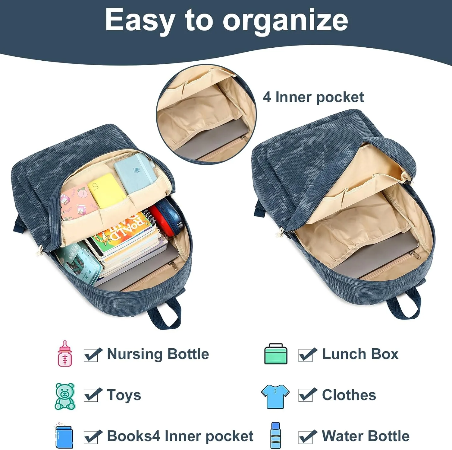 BTOOP School Backpacks for Teen Girls Bookbags Lightweight Canvas Backpack Schoolbag Set