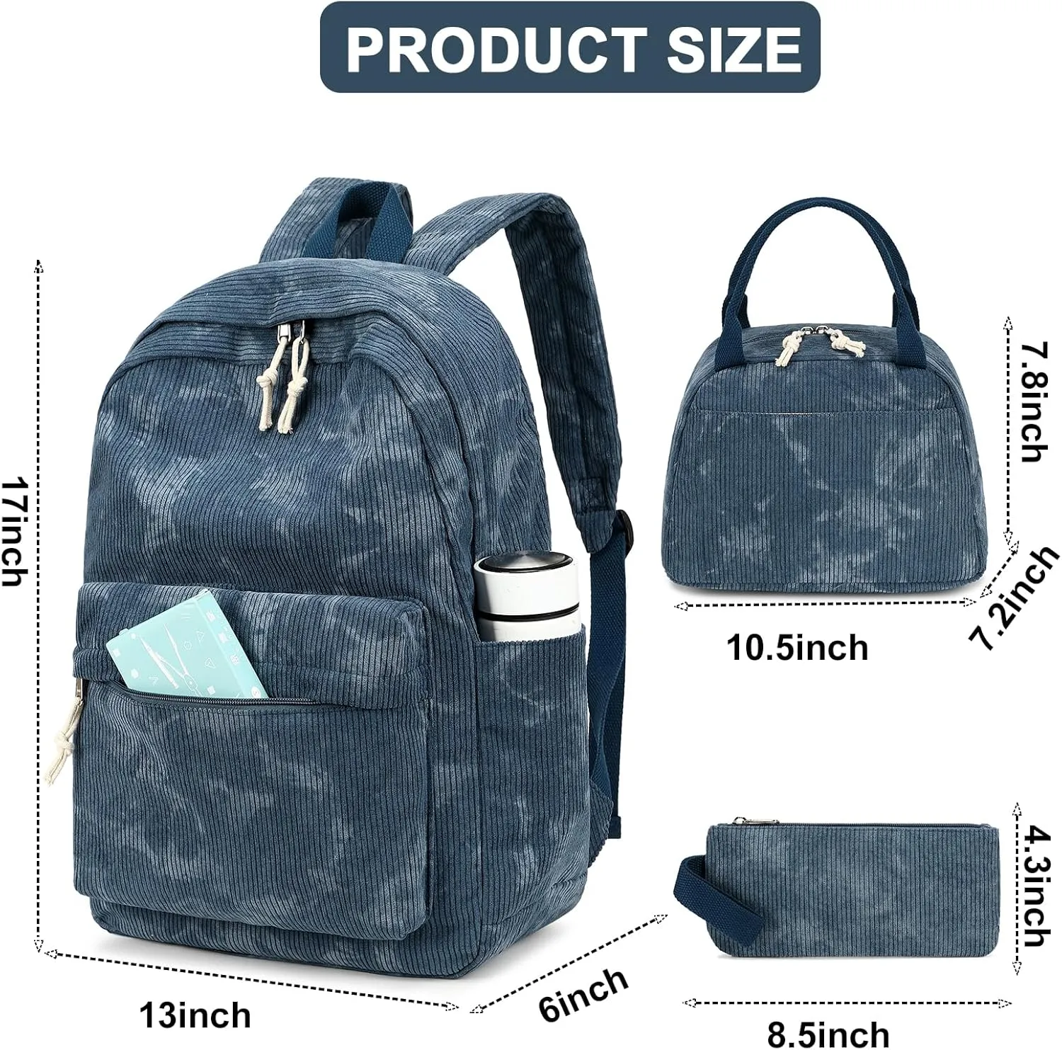BTOOP School Backpacks for Teen Girls Bookbags Lightweight Canvas Backpack Schoolbag Set