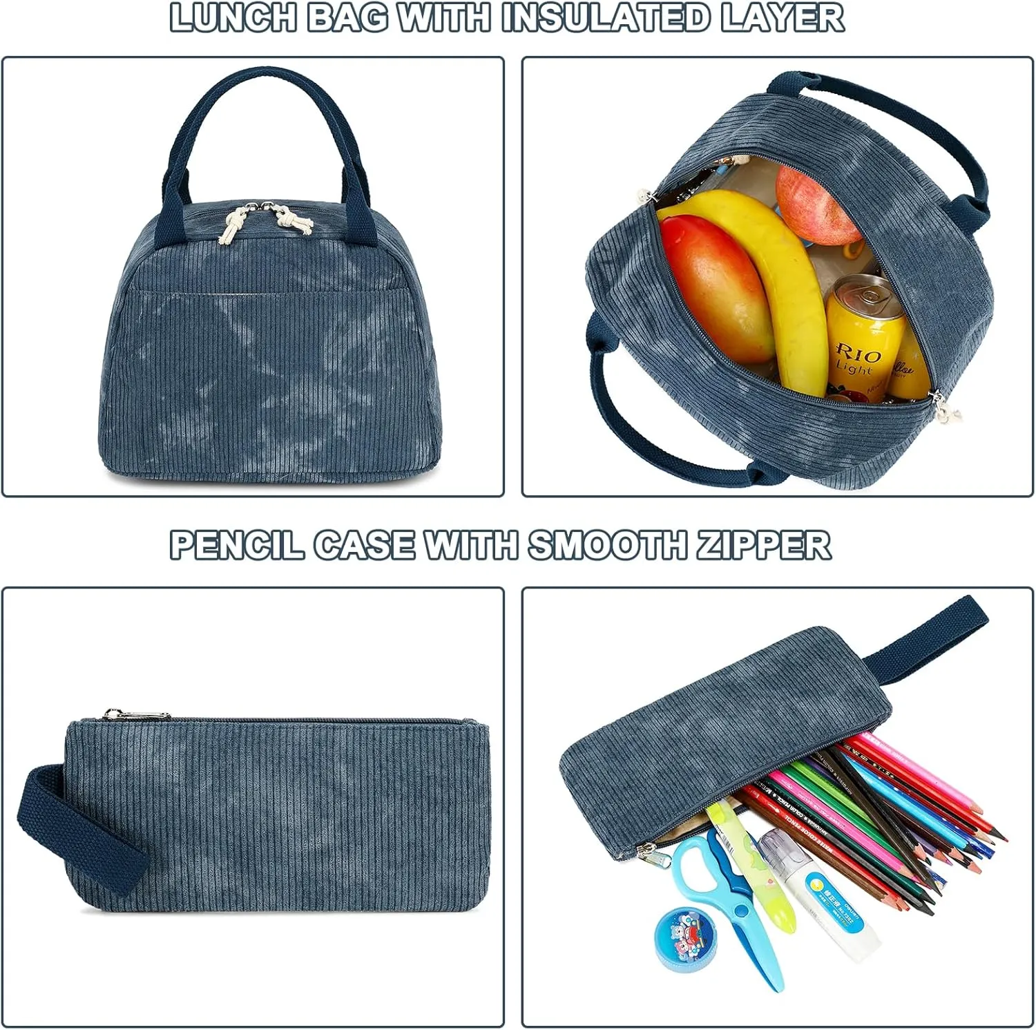 BTOOP School Backpacks for Teen Girls Bookbags Lightweight Canvas Backpack Schoolbag Set