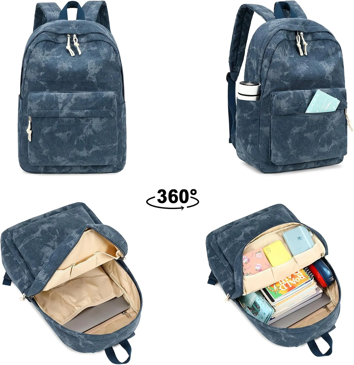 BTOOP School Backpacks for Teen Girls Bookbags Lightweight Canvas Backpack Schoolbag Set