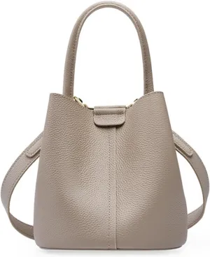 Bucket Bags for Women, Full Grain Cow Leather Crossbody Handbags Top-handle Clutch Purses Sling Satchel for Daily Use