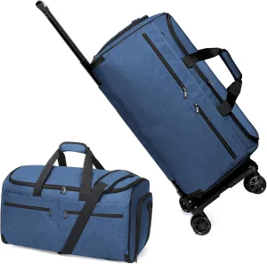 Bukere Garment Bag with Wheels, Rolling Travel Garment Duffle Bag with Shoes Compartment, Convertible 3 in 1 Suit Dress Bags for Men Women Business