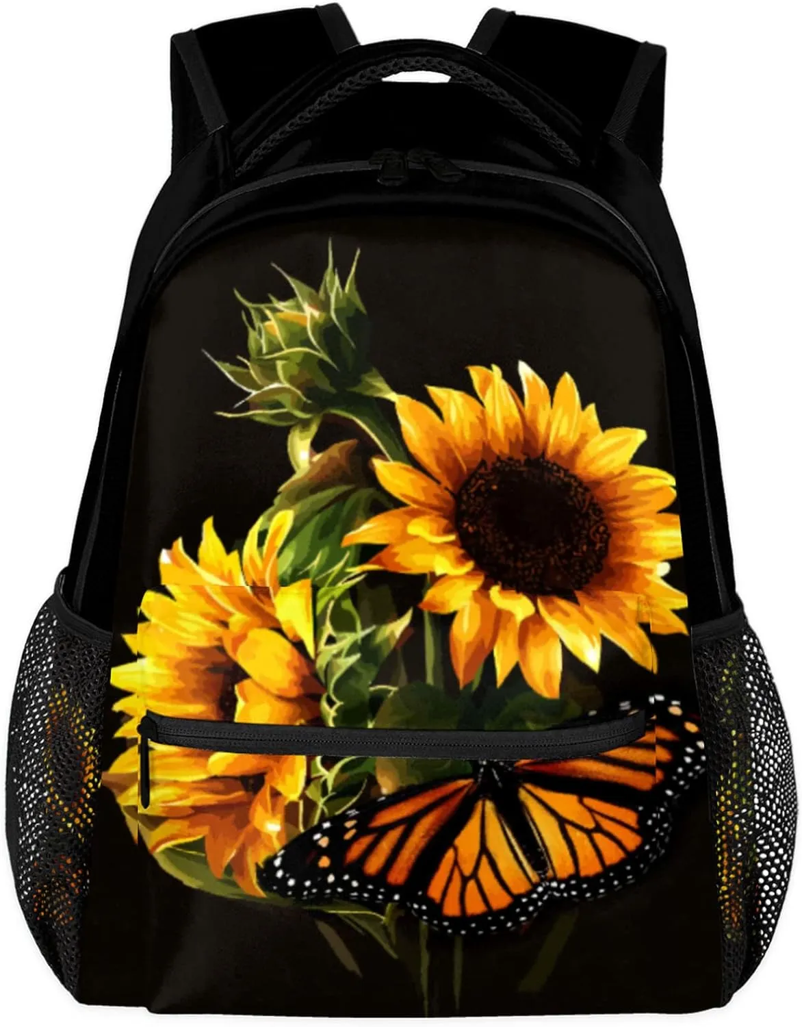 Butterfly Sunflower Backpacks for Girls Kids Boys, Sunflower Pattern Casual Lightweight School Bags Laptop Backpack Student College Bookbag Travel Hiking Daypack