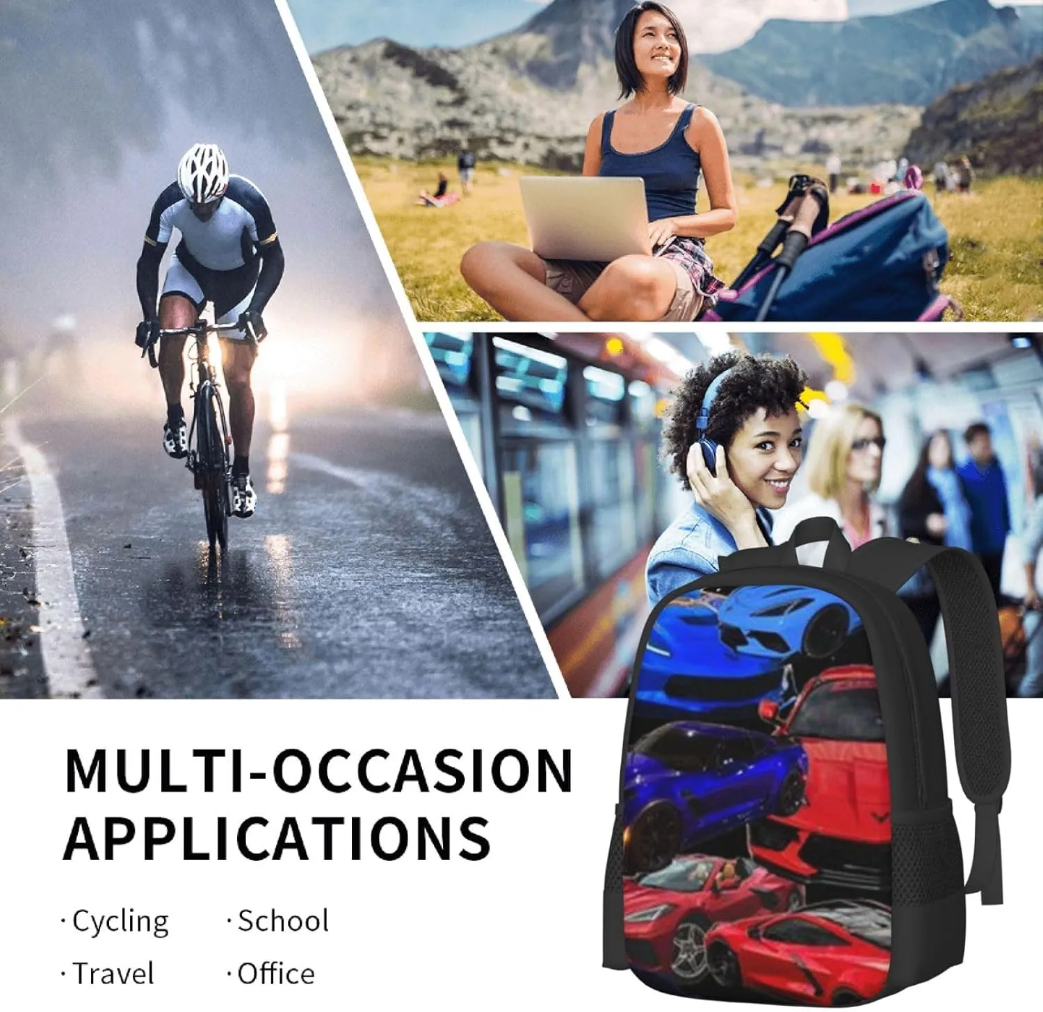 C-orvette Simple Large Capacity Backpack, The Whole Bag Design Is Stylish, Light, Casual And Simple Black